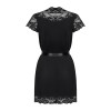 Сатиновий відкритий пеньюар на поясі Obsessive 810-PEI–1 peignoir black 2XL/3XL, чорний в інтернет супермаркеті PbayMarket!