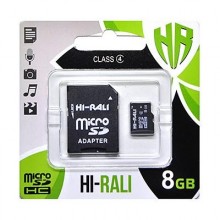 Карта пам'яті MicroSDHC 8GB Class 4 Hi-Rali + SD-adapter (HI-8GBSDCL4-01)