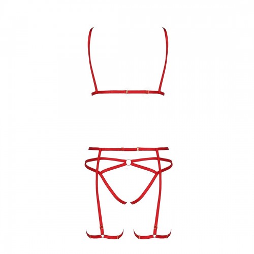 Комплект білизни MAGALI SET OpenBra red S/M - Passion Exclusive: стрепи: ліф, трусики і пояс в інтернет супермаркеті PbayMarket!