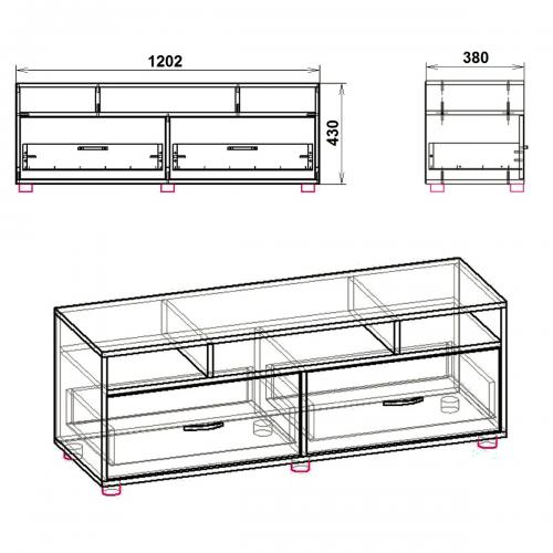 Тумба під ТВ Компаніт Плазма Дуб сонома (120х38х43 см) Тумба під ТВ Компаніт Плазма Дуб сонома (120х38х43 см)