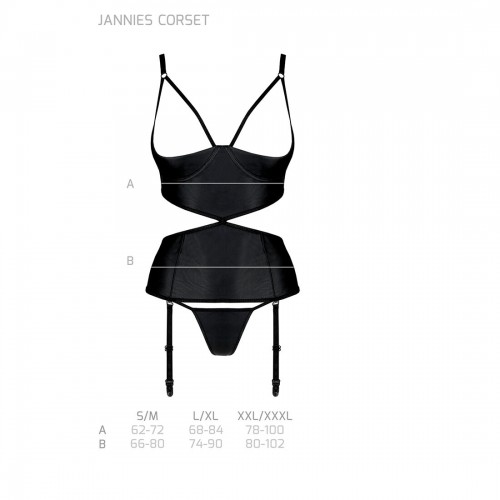 Корсет з відкритими грудьми Passion JANNIES CORSET XXL/XXXL black, стрінги в наборі в інтернет супермаркеті PbayMarket!