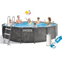 Каркасний басейн Intex 26742-5, 457 x 122 см (3 785 л/год, драбина, тент, підстилка, набір для догляду)