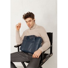 Шкіряна сумка для ноутбука і документів темно-синя BlankNote