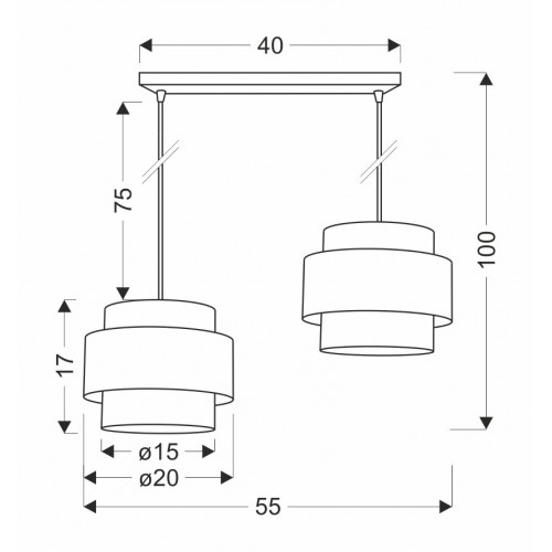 Люстра Candellux Twin 55x100 см Чорний (32-17888)