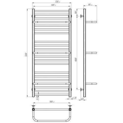 Сушарка електрична Sigma П21 500х1200 Deffi Білий WD04 Ліве підключення (A.SI.120.50.21.E.W.L.4) в інтернет супермаркеті PbayMarket!