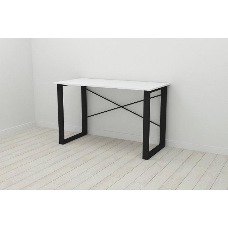 Письмовий стіл Ferrum-decor Драйв 750x1400x700 Чорний метал ДСП Білий 16 мм (DRA106)