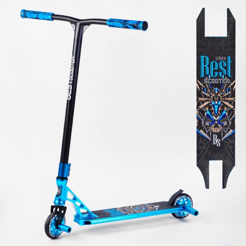 Самокат трюковий Best Scooter Spider HIC-система пеги алюмінієвий диск та дека колеса PU 100 кг Blue (108372)