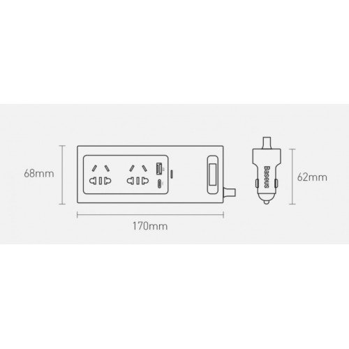 Автомобільний інвертор Baseus USB-C/USB/5A/150 Вт 220 В Black в інтернет супермаркеті PbayMarket!