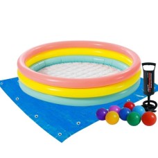 Дитячий надувний басейн Intex 57422-2 «Кольори заходу сонця», 147 х 33 см, з кульками 10 шт, підстилкою, насосом
