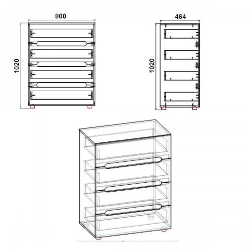 Комод для речей МС-7 Стиль Компанит Бук (New-124)