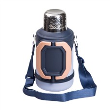 Термос для туризму з фліп кришкою та складними ручками YIWU Vacuum Cup 1500 мл Темно-синій (HP-14-21BL)