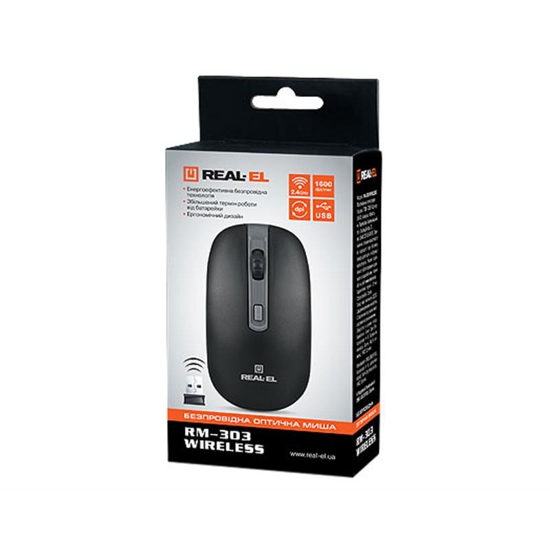 Миша бездротова REAL-EL RM-301 Black USB