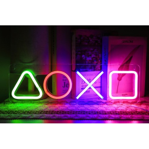 Настінний неоновий світильник нічник вивіска Angel PlayStation 42*13 см Настінний неоновий світильник нічник вивіска Angel PlayStation 42*13 см