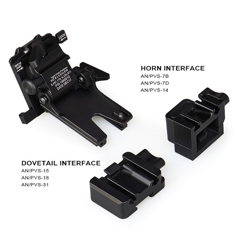 Універсальне NVG кріплення c HORN та DOVETAIL інтерфейсами для ПНБ PVS-7/14/15/18/21/31 Norotos CL24-0237, чорний