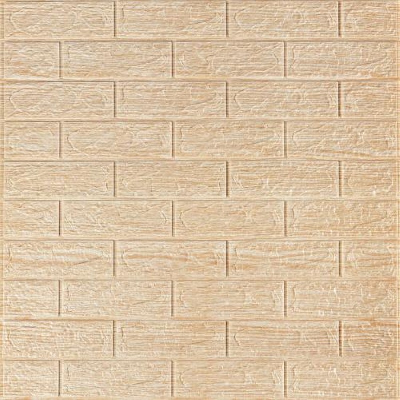 Самоклеюча декоративна 3D панель під цеглу бежева смужка 700x770x5мм (184) Sticker Wall SW-00000489
