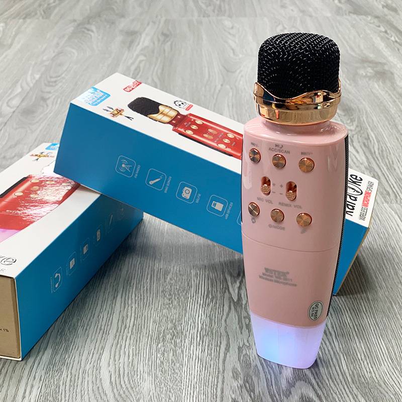 Бездротовий мікрофон Wster WS2011 Bluetooth з колонкою 2в1 Рожевий