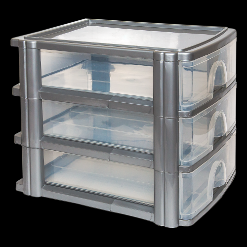 Комод-міні 3 секції формат А-4 Irak Plastik прозоро-сірий Комод-міні 3 секції формат А-4 Irak Plastik прозоро-сірий