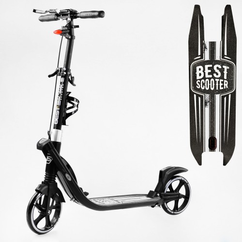 Двоколісний складаний самокат ліхтарик 2 амортизатора Best Scooter 100 кг Black and white (114437) Двоколісний складаний самокат ліхтарик 2 амортизатора Best Scooter 100 кг Black and white (114437)