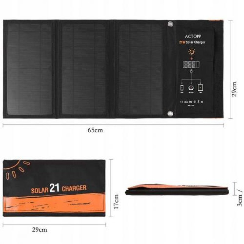 Сонячний зарядний пристрій Solar Charger 12V 21W