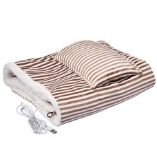 Плед шаль ковдра Lesko 105 * 65 см Brown з підігрівом usb від повербанка