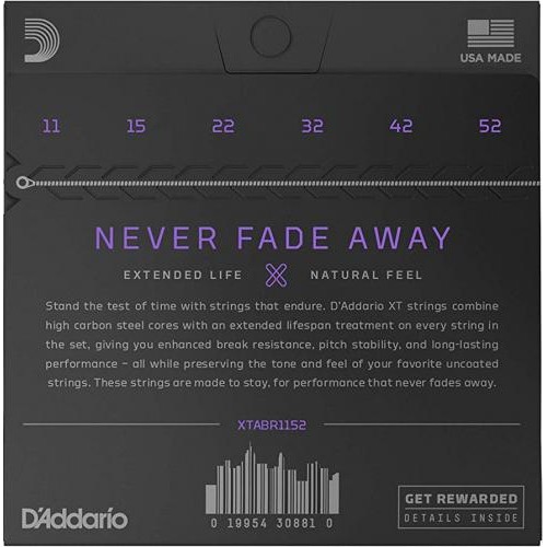 Струни для акустичної гітари D'Addario XTABR1152 XT 80/20 Bronze Custom Light 11/52 Струни для акустичної гітари D'Addario XTABR1152 XT 80/20 Bronze Custom Light 11/52