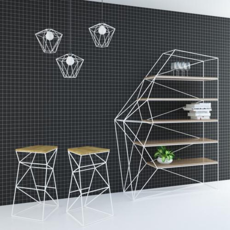 Стелаж для зберігання в стилі Loft Білий NS-1949 1930x1550x350 мм