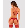 Комплект білизни Obsessive Lacelove cupless 3-pcs set M/L Red, бюстгальтер, стрінги, пояс для панчіх в інтернет супермаркеті PbayMarket!