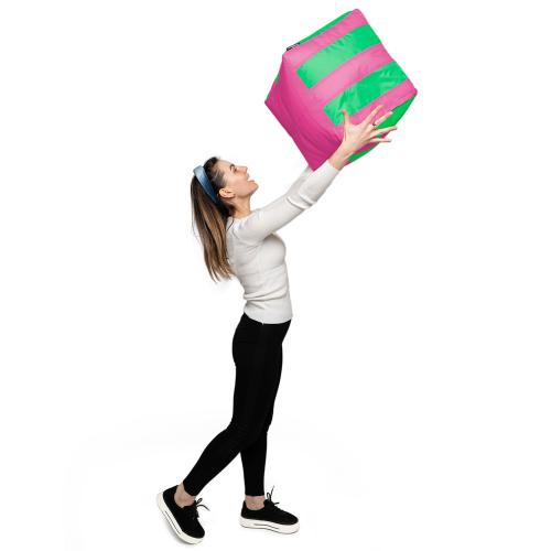 Пуф Кубик Смугастий Оксфорд 40х40 Студія Комфорту Рожевий + Салатовий Пуф Кубик Смугастий Оксфорд 40х40 Студія Комфорту Рожевий + Салатовий