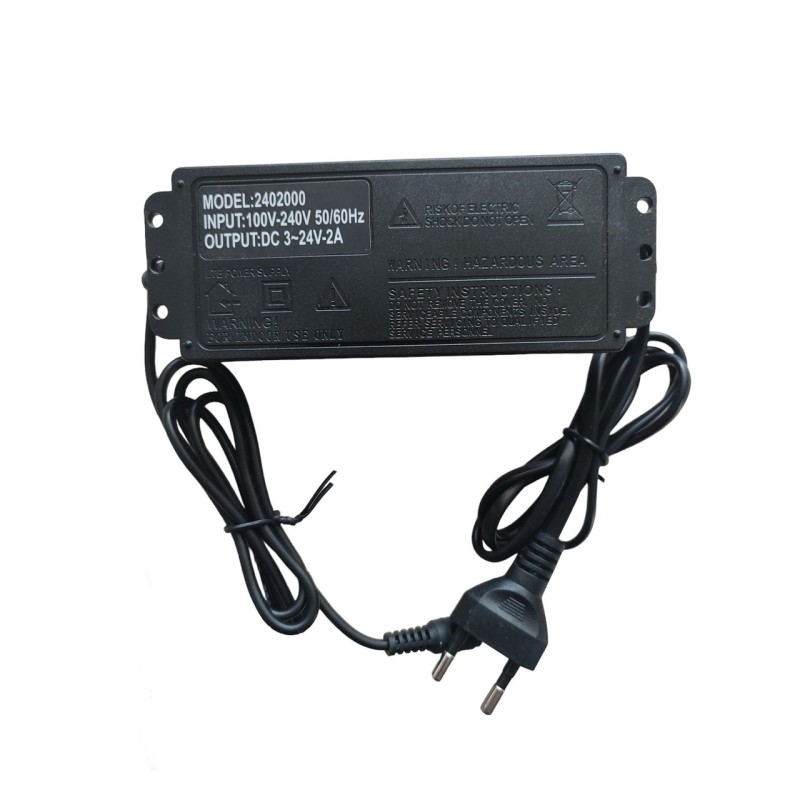 Блок живлення універсальний регульований 3-24В 2А 5.5x2.5 мм з перехідниками 9шт Чорний (3-24В2А) Foxsur