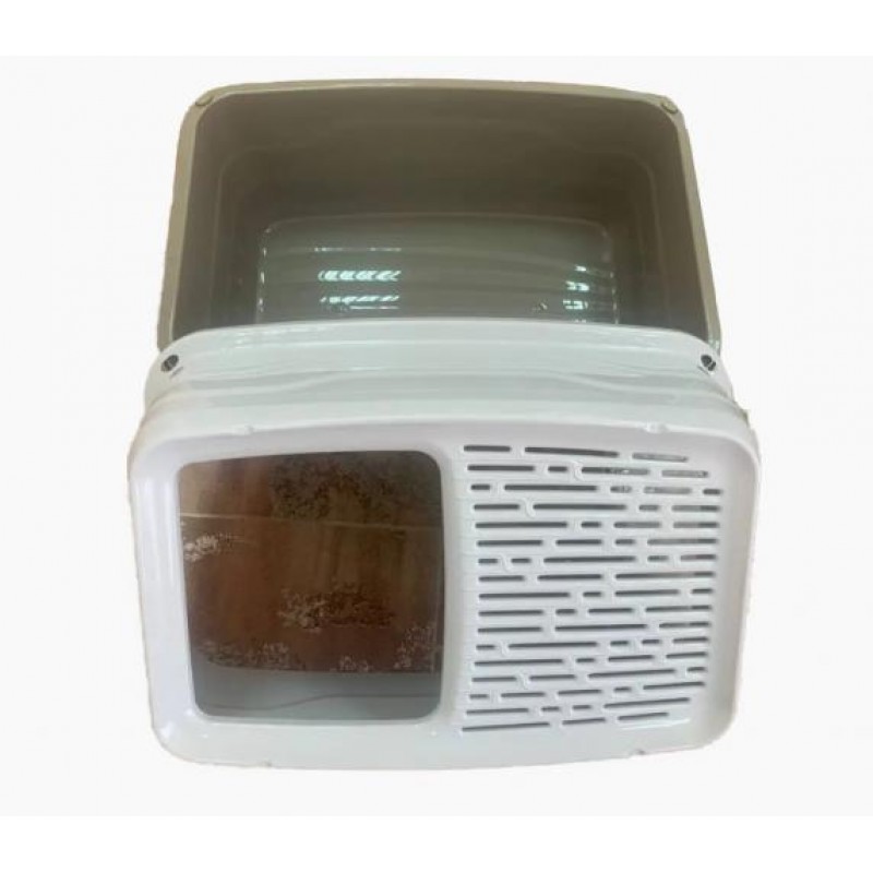 Закритий туалет GeorPlast Salto для котів з верхнім входом 56x40x38 см Сіро-білий 10525