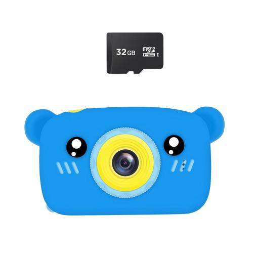 Дитячий цифровий фотоапарат Smart Kids KM-89 Teddy Full HD, 12 МП Блакитний + Карта пам'яті 32 ГБ