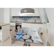 Наклейка 3Д вінілова на стіл Zatarga «Танець метеликів на камінні» 600х1200 мм для будинків, квартир, столів,