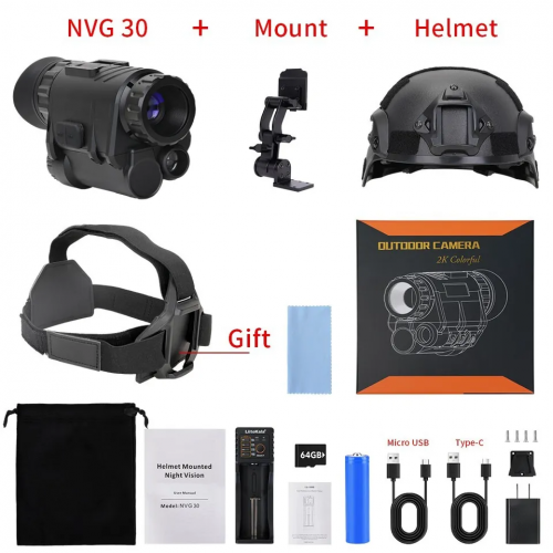 Монокуляр нічного бачення з шоломом та кріплення Binock NVG30 Wi-Fi 940nm Чорний (2191877106) Монокуляр нічного бачення з шоломом та кріплення Binock NVG30 Wi-Fi 940nm Чорний (2191877106)