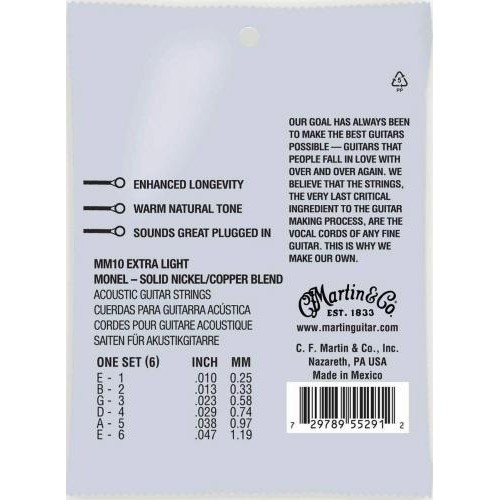 Струни для акустичної гітари Martin MM10 Retro Acoustic Guitar Strings Extra Light 10/47 Струни для акустичної гітари Martin MM10 Retro Acoustic Guitar Strings Extra Light 10/47