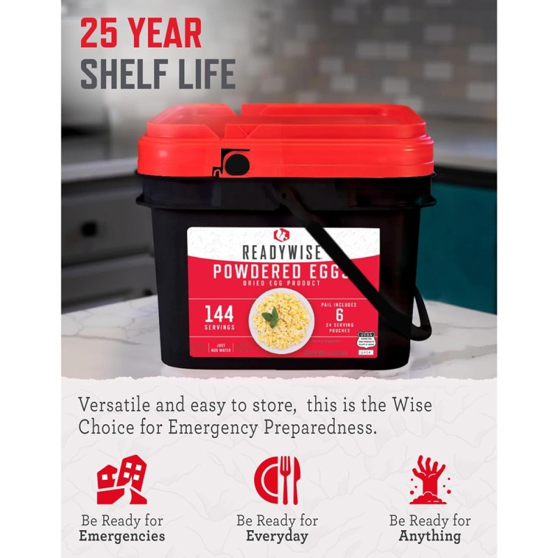 Сублімовані яйця (яєчний порошок) тривалого зберігання до 10 років, 144 порції Readywise RW05-516