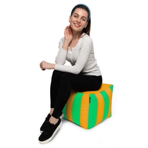 Пуф Кубик Смугастий Оксфорд 40х40 Студія Комфорту Салатовий + Жовтий Пуф Кубик Смугастий Оксфорд 40х40 Студія Комфорту Салатовий + Жовтий