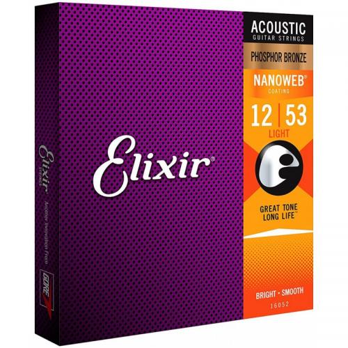 Струни для акустичної гітари 6 шт Elixir 16052 Nanoweb Phosphor Bronze Acoustic Light 12/53 Струни для акустичної гітари 6 шт Elixir 16052 Nanoweb Phosphor Bronze Acoustic Light 12/53