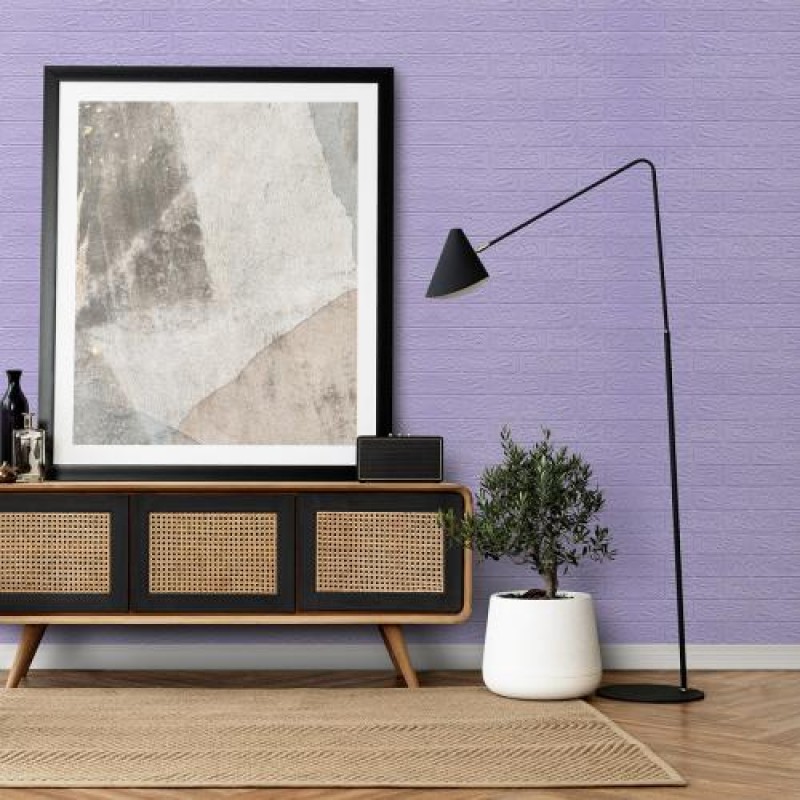 Самоклеюча декоративна 3D панель під світло-фіолетову цеглу в рулоні 20 м 3D Loft 20000x700x3мм