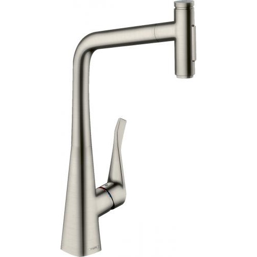 Змішувач для кухонної мийки з висувним душем Hansgrohe Metris M71 Сталь 73816800 в інтернет супермаркеті PbayMarket!