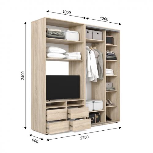 Шафа-купе під телевізор ViAnt ШКTv1 225х60х240 см Дуб сонома (8001) Шафа-купе під телевізор ViAnt ШКTv1 225х60х240 см Дуб сонома (8001)