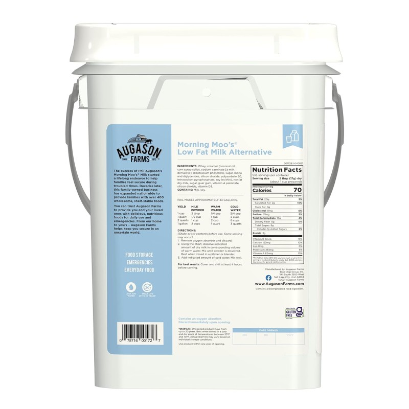 Соєве молоко нежирне сублімоване з великим терміном придатності до 20 років Augason farms, 533 порції