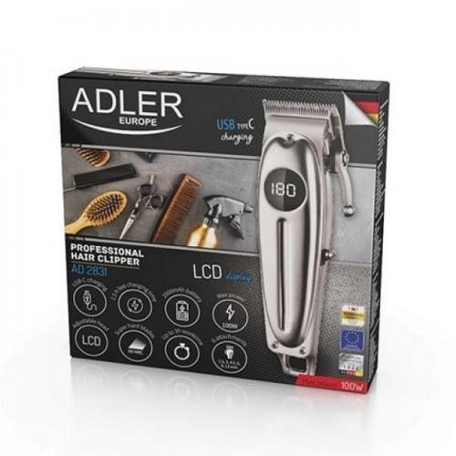 Машинка для стрижки на акумуляторі Adler AD 2831 з дисплеєм срібляста Машинка для стрижки на акумуляторі Adler AD 2831 з дисплеєм срібляста