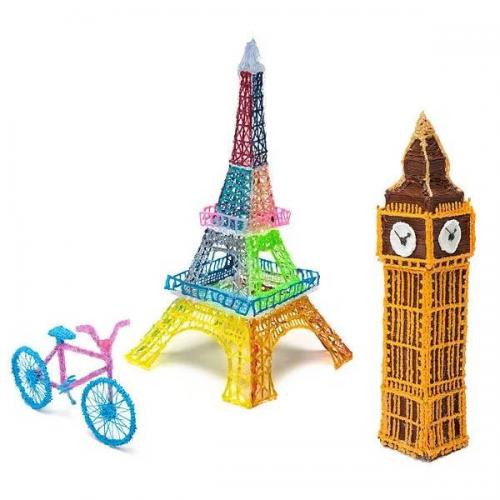 3D Ручка Smart Pro 3D Pen з РК-дисплеєм Набір Еко пластика 109м Трафарети Блакитний