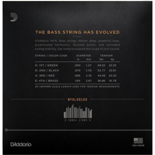 Струни для бас-гітари D'Addario NYXL50105 Long Scale Medium Electric Bass 4 Strings 50/105 Струни для бас-гітари D'Addario NYXL50105 Long Scale Medium Electric Bass 4 Strings 50/105