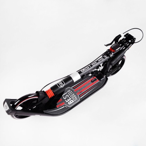 Двоколісний складаний самокат ліхтарик 2 амортизатора Best Scooter 100 кг Black and red (114434)