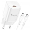 Мережевий зарядний пристрій Hoco N19 Rigorous PD25W Type C to Type C Білий