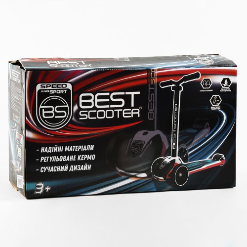 Самокат Best Scooter MAXI знімне алюмінієве кермо колеса PU зі світлом 70 кг Black and red (105876) Самокат Best Scooter MAXI знімне алюмінієве кермо колеса PU зі світлом 70 кг Black and red (105876)