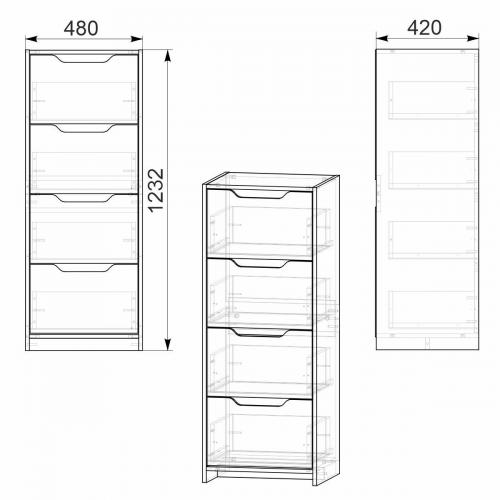 Високий комод Компанит С 48х42х123 см Венге темний