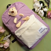Рюкзак шкільний для дівчинки та хлопчика Hoz Bear Fashion 29 х 42 х 18 см Рожевий з білим (SK001666)