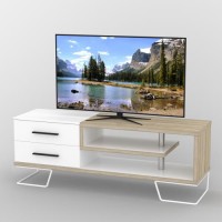 Тумба під телевізор Тиса Мебель ТВ-333 Дуб сонома Білий 55x44x150 см Тумба під телевізор Тиса Мебель ТВ-333 Дуб сонома Білий 55x44x150 см